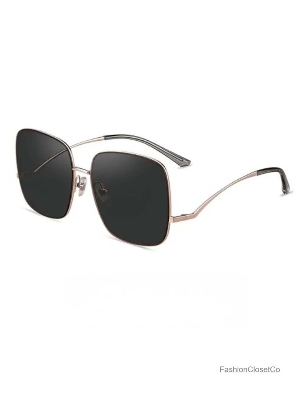 Oversized Square Polarized Sunglasses Women UV400 Nylon Lens Metal Frame
